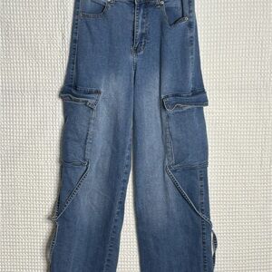 Wide Leg Blue Jeans